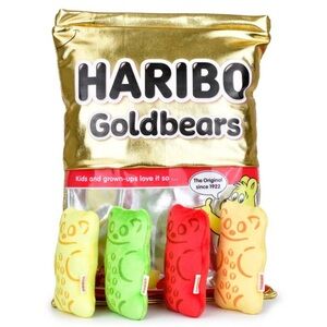 New Target Haribo GoldBears Candy Pillow Set 4 Plush Gummy Bear Candies 16x12”